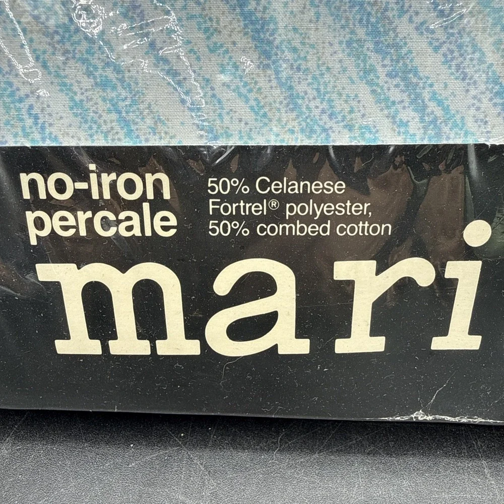 Vintage Sealed Marimekko Dan River ONE King‎ Flat Sheet 108 x 102 in Crayon Blue